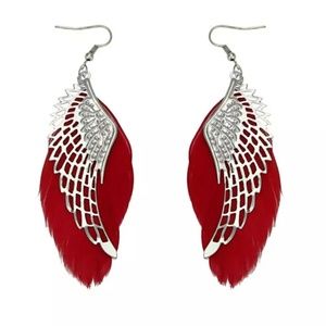 ANGEL WING EARRINGS FEATHER Boho Gypsy Earrings
